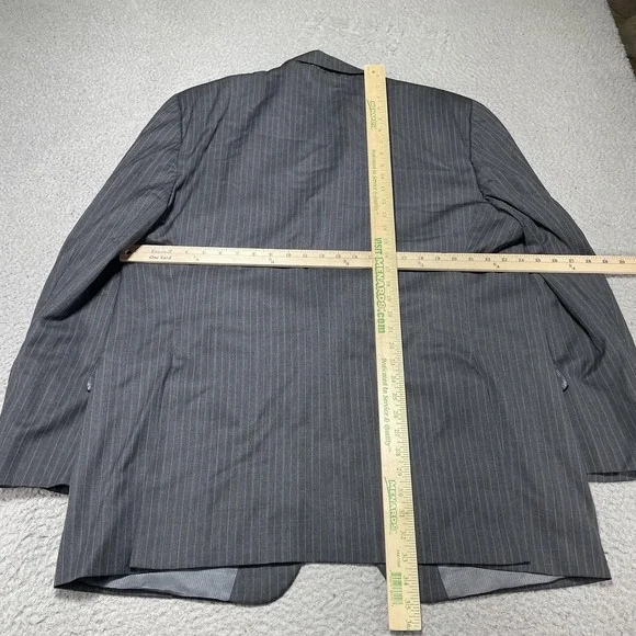 Jack Victor Suit Jacket Mens 50L Gray Pinstripe Super 100s Wool Long 2 Button